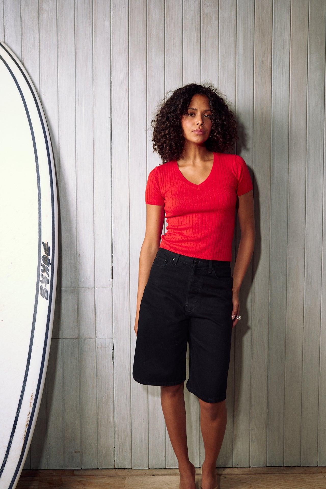 CCN BAREFOOT DRIFT RIB V TEE NEW STYLE | POPPY